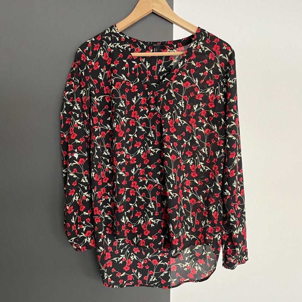 Black & Red floral blouse